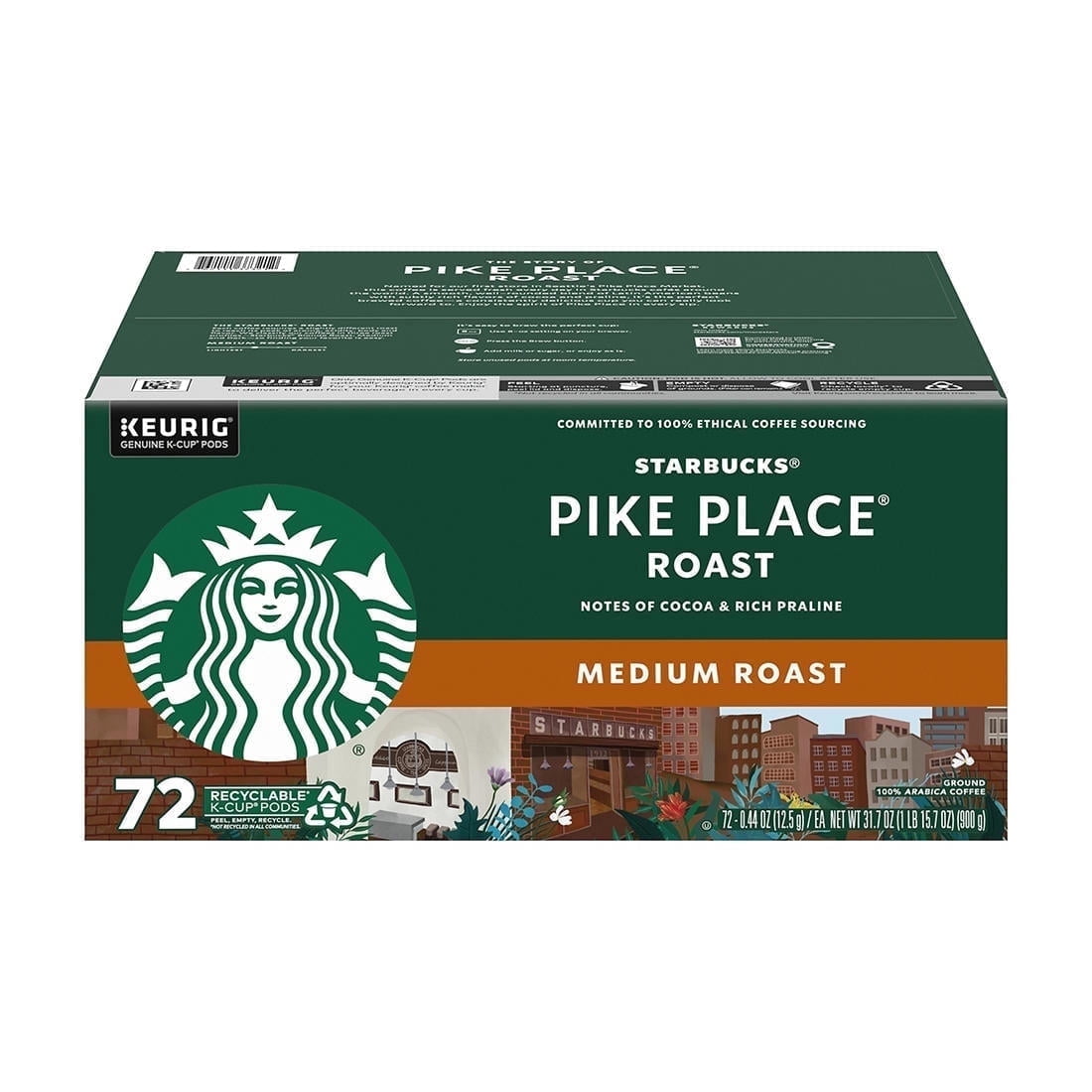 Product of Starbucks Medium Roast Single Serve Coffee for Keurig, Pike Place Roast, 72 ct