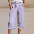 thumbnail image 1 of ProductWomen’s Casual Pants - Everyday Comfort with Elastic Waist and Pockets for Spring/Summer Activities, XXL, Light Purple, 1 of 5