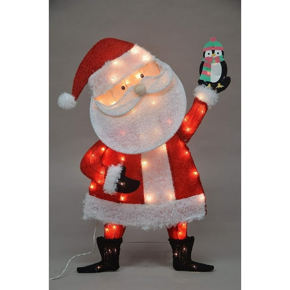 ProductWorks Candy Cane Lane Santa Claus Yard Decoration - Pre-Lit, 50 Lights - 32-Inch