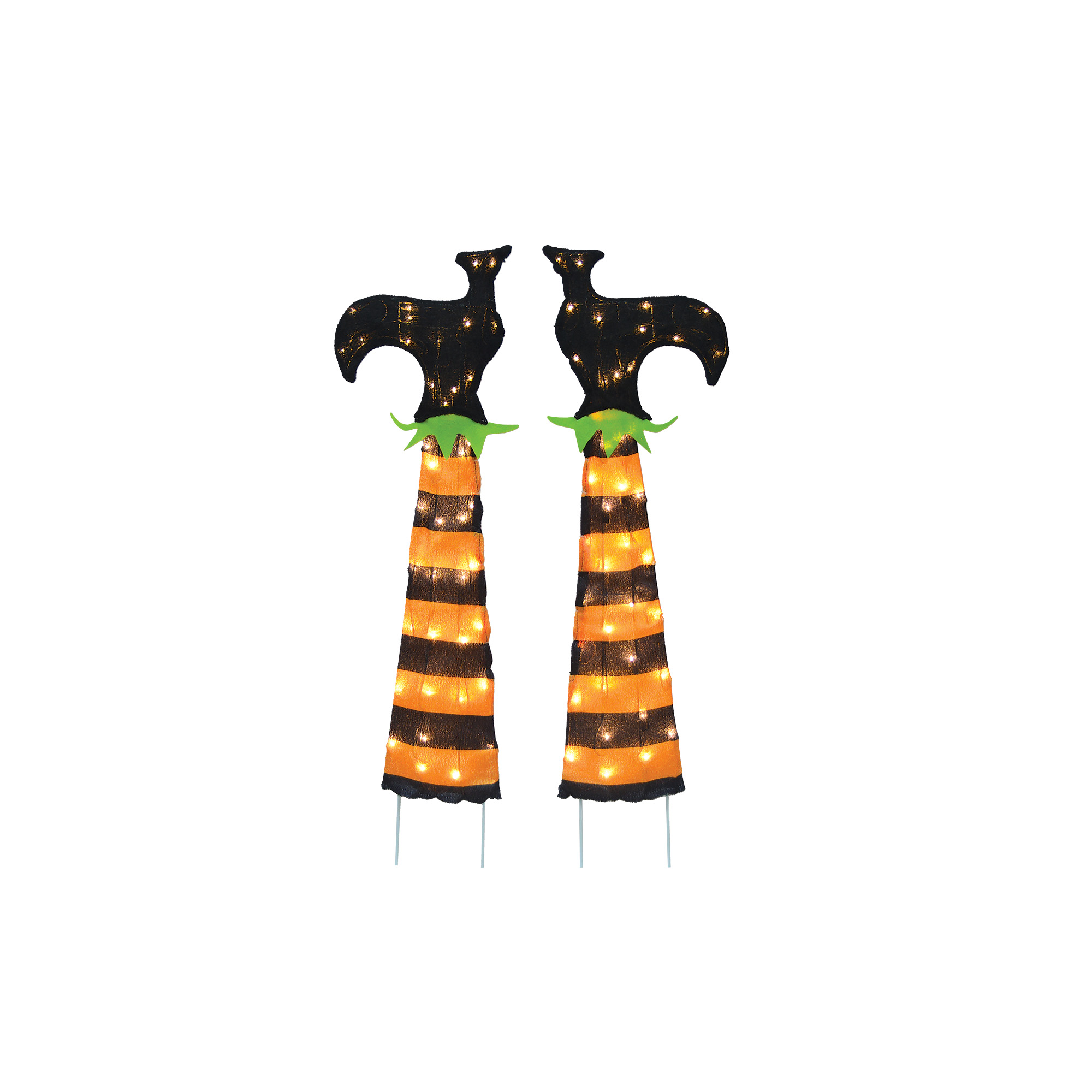 ProductWorks 36IN SPOOKY TOWN 2D PRE LIT LED UPSIDE DOWN WITCH LEGS, Orange