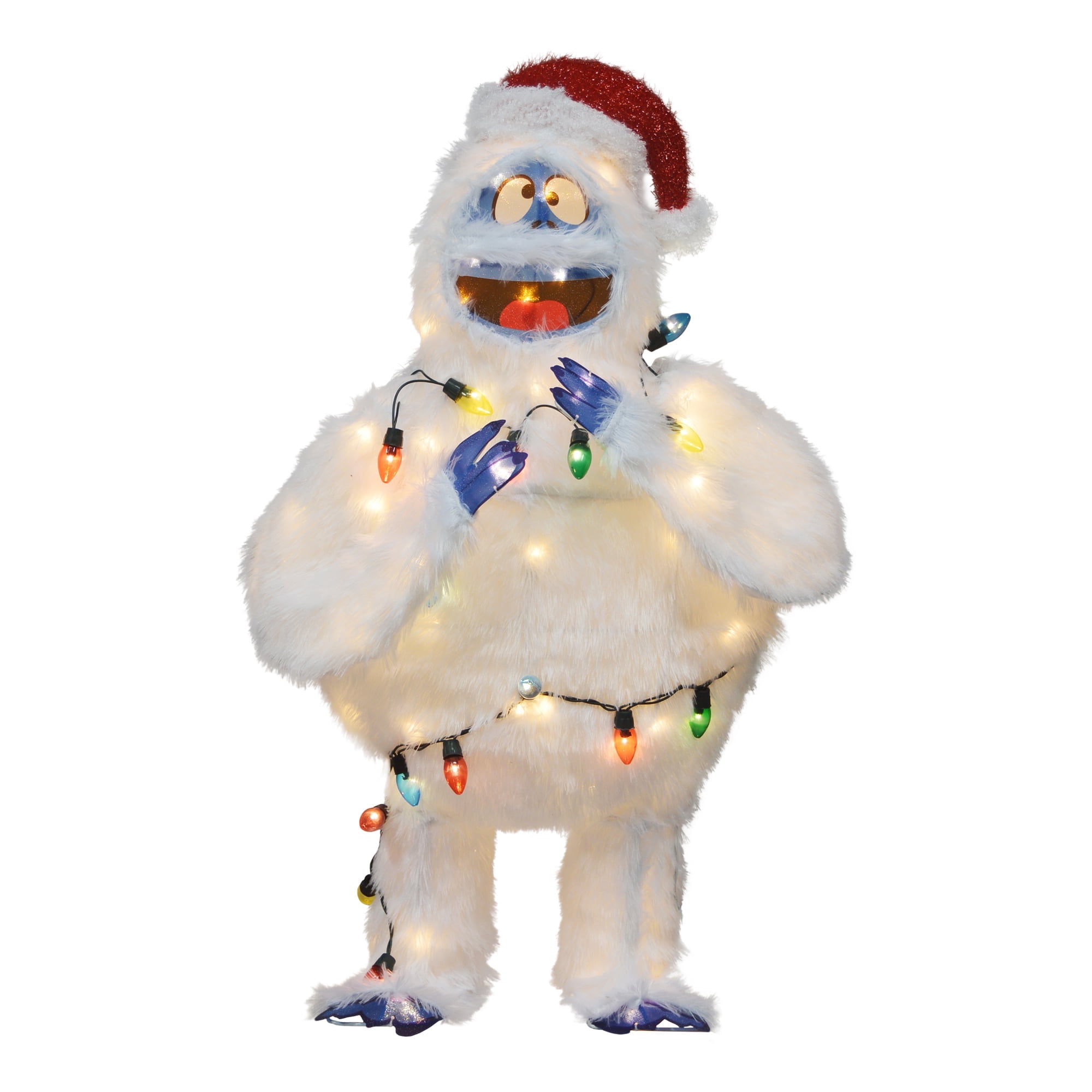 48-Inch White LED Bumble Christmas Yard Ornament with Multicolor Lights
