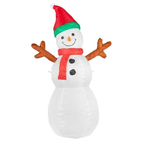 ProductWorks Candy Cane Lane Pre-Lit Nylon Inflatable Outdoor Christmas Decoration, Snowman, 4ft