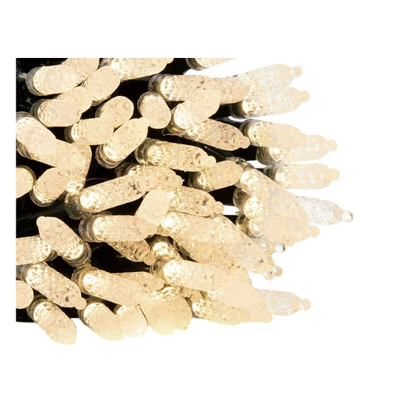 ProductWorks Indoor/Outdoor 150 Faceted LED-Mini Bulbs String Light Set with 8-Function Controller, White, 36ft