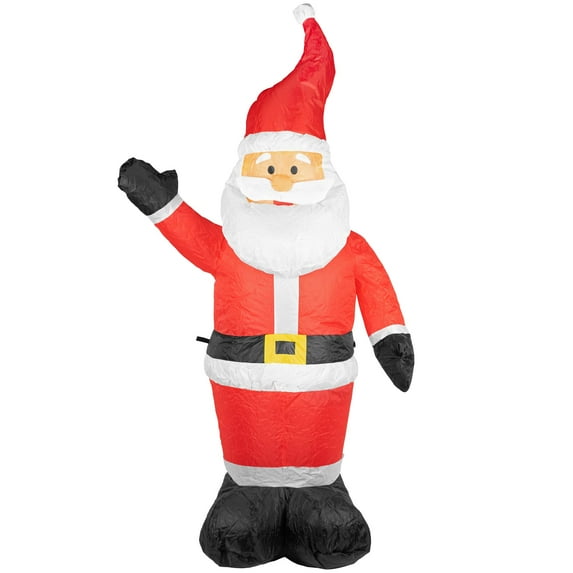 ProductWorks Outdoor Foot Candy Cane Lane Santa Yard Inflatable, 4'