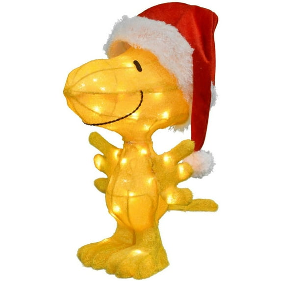 ProductWorks Peanuts 22" Woodstock Santa Hat Prelit Christmas Yard Decor