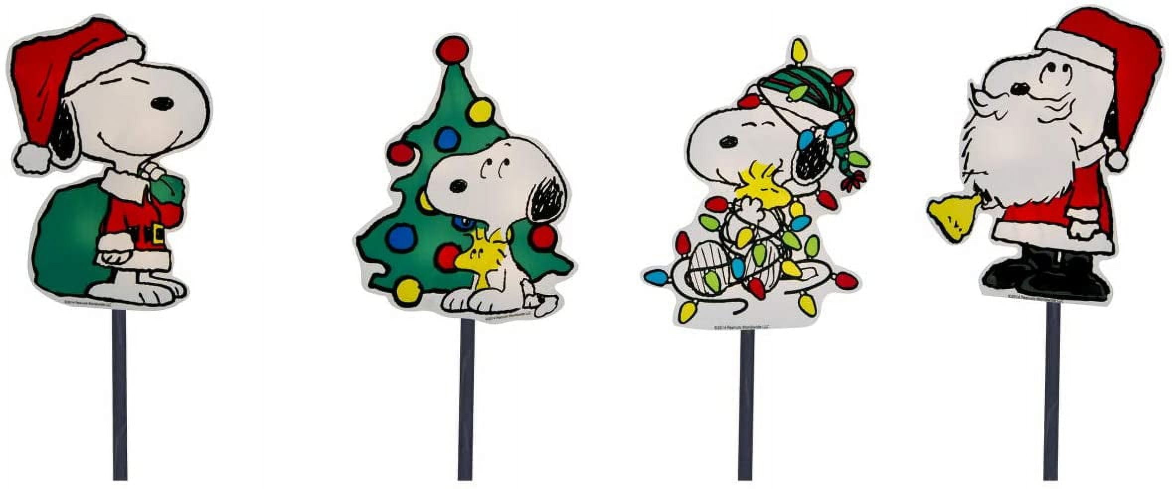 ProductWorks Peanuts Snoopy Xmas Yard Art, 2D LED Pre-Lit, Flat PVC ...