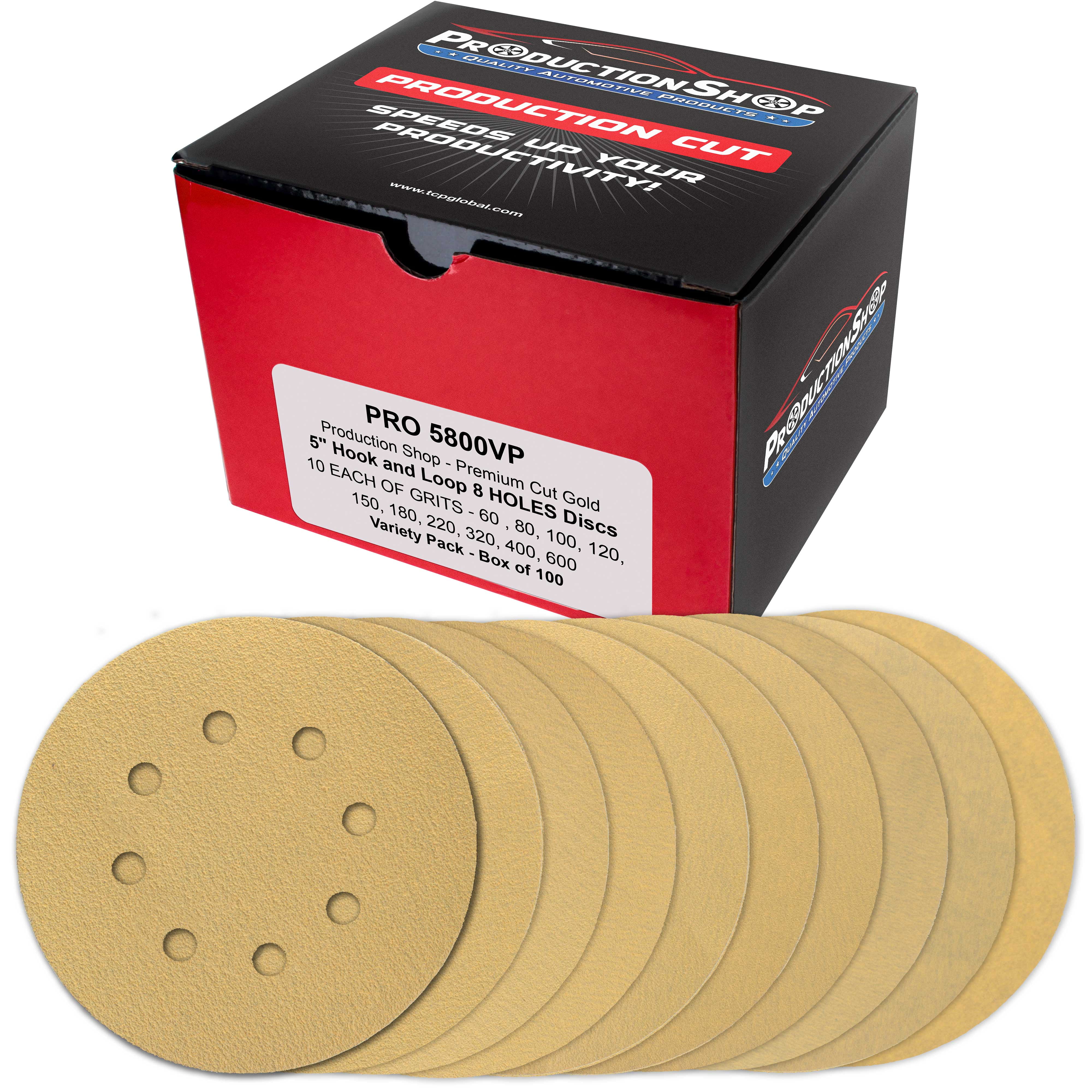 Sanding Discs 5 In 8-Hole Hook Loop 60 80 100 120 150 180 240 320 400