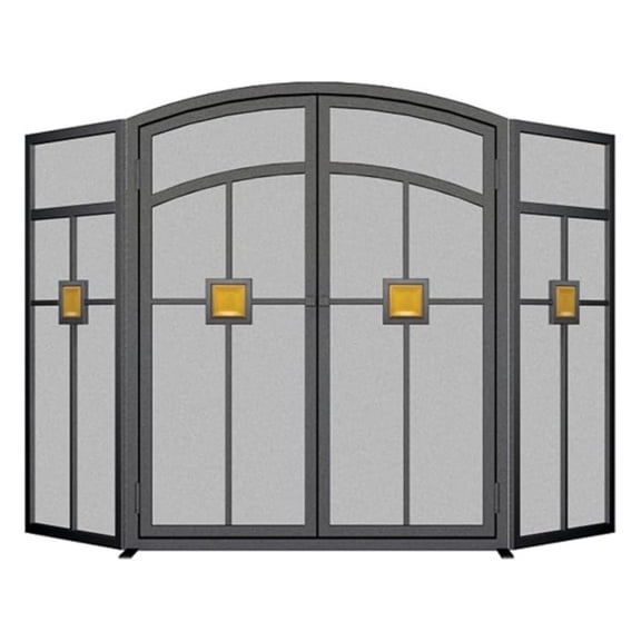 Products 15137 3-Panel Mission Fireplace Screen,Black