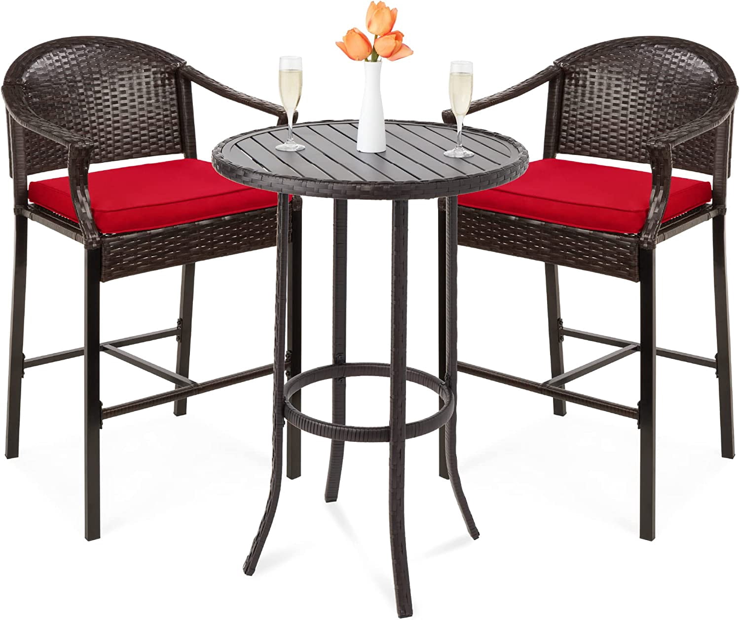 Products 3Piece Patio Bar Table Set, Outdoor Wicker Bar Height Bistro