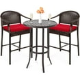 Products 3Piece Patio Bar Table Set, Outdoor Wicker Bar Height Bistro