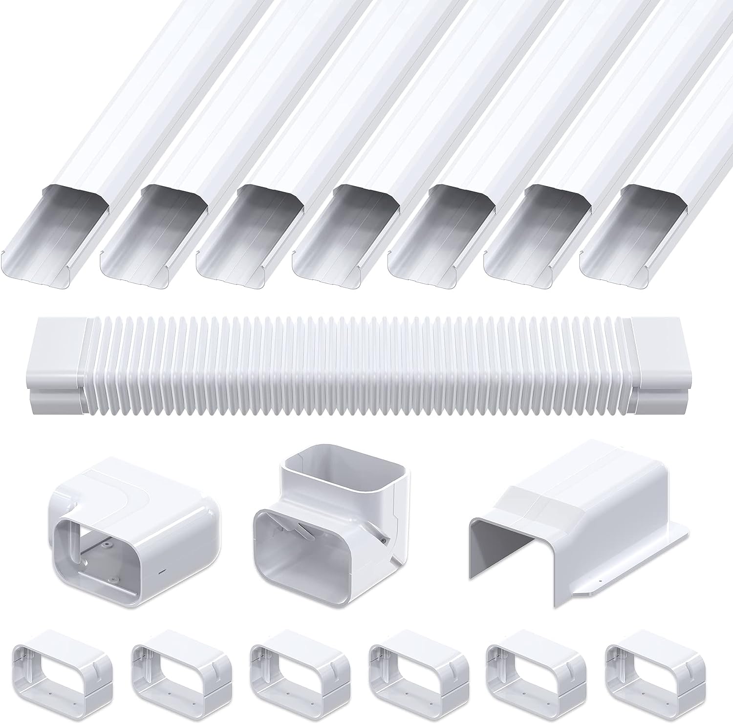 Products 4" W 25 Ft Decorative PVC Line Set Cover Tubing Kit for Central Air Conditioner,Heat
