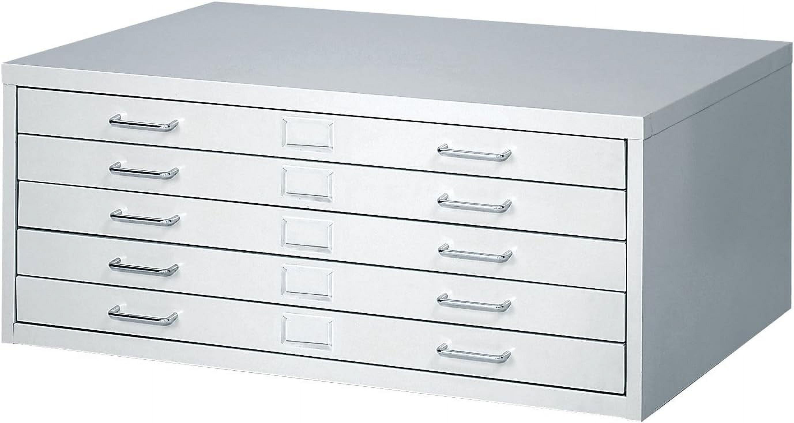 Facil 5-Drawer White Steel Flat File Cabinet, Small