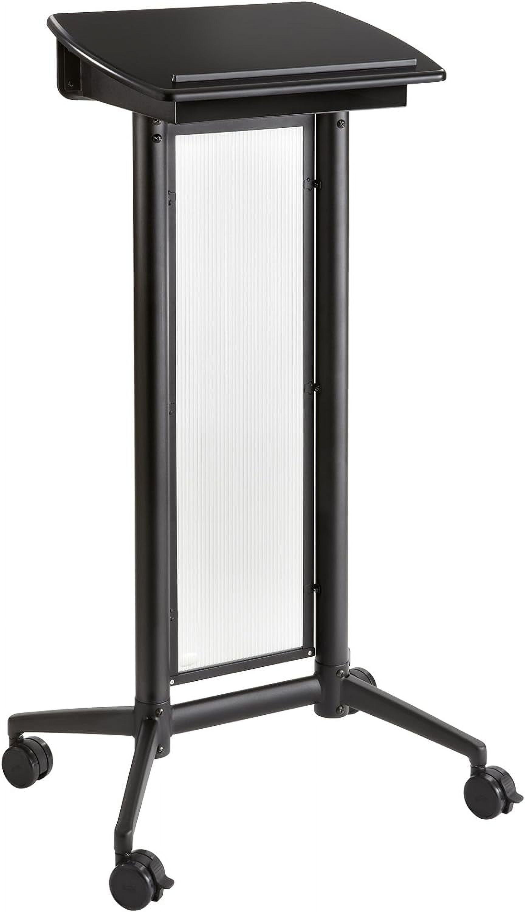 Products 8912BL Mobile Lectern with Stoarge, Ideal for Office and Classroom Presentations, 4 Locking Wheels, Black