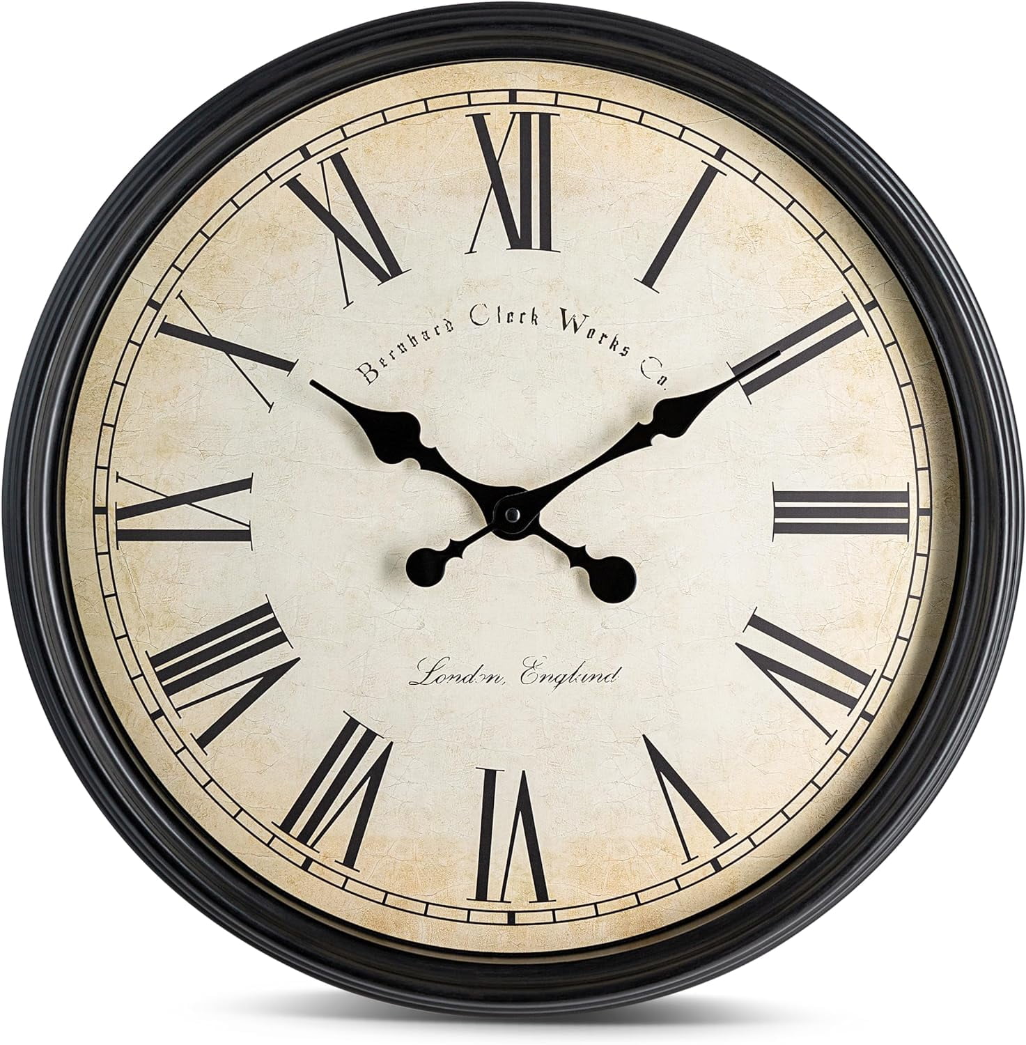 20-Inch Rustic Brown Round Silent Wall Clock with Roman Numerals
