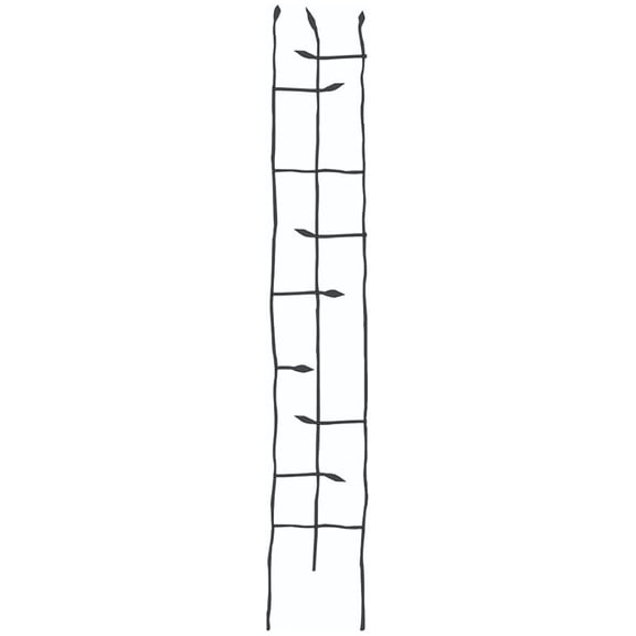 Products Narrow Forged Twig Trellis with Leaves, Black