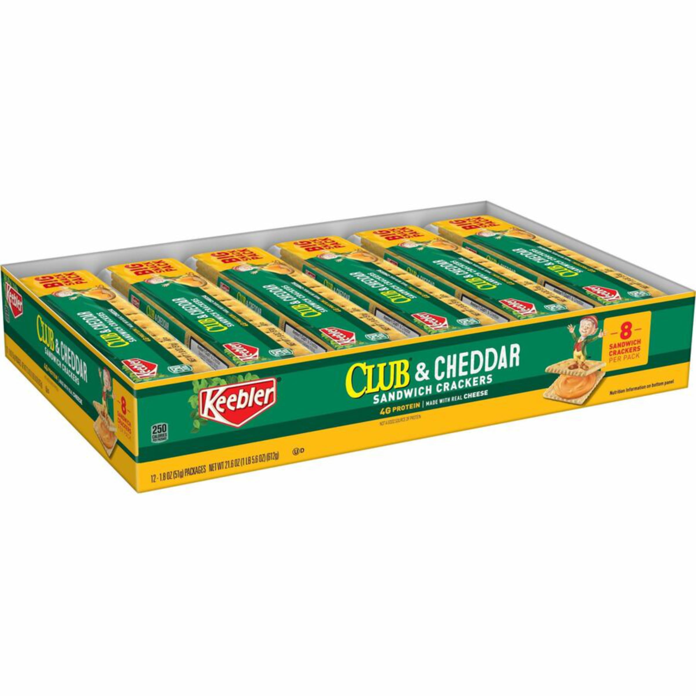 Products - - Sandwich Cracker, Club & Cheddar, 8-Cracker Snack Pack, 12 Packs/Box - Sold As 1 Box - Individually Packaged. - Eight Crackers Per Pack.
