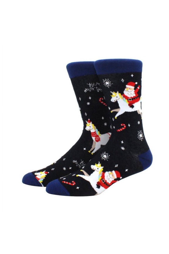 Santa Claus Riding a Unicorn Socks (Adult Large - Men's Shoe Sizes 8-12)