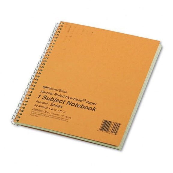 Products - - Subject Wirebound Notebook, Narrow Rule, 8-1/4 x 6-7/8, Green, 80 - Sold As 1 Each - Ideal for taking notes in class. - Durable board back cover. - Microperforated for clean removal. -
