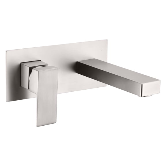 Sumerain Brushed Nickel Bathroom Faucet Wall Mount Lavatory Sink Faucet with Rough-in Valve, Left-Handed Single Handle