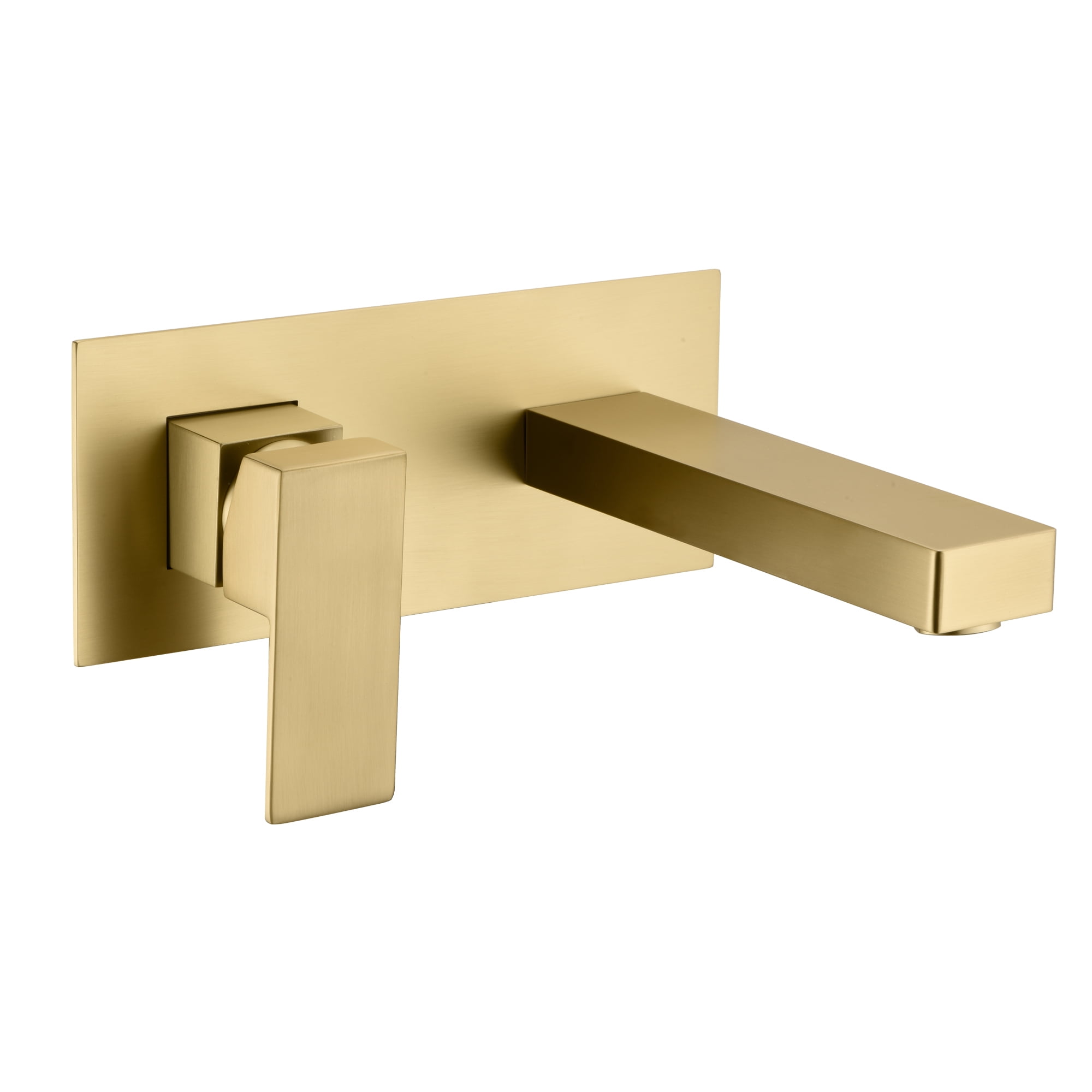 Brushed Gold Solid Brass Wall Mounted Single Handle Bathroom Faucet