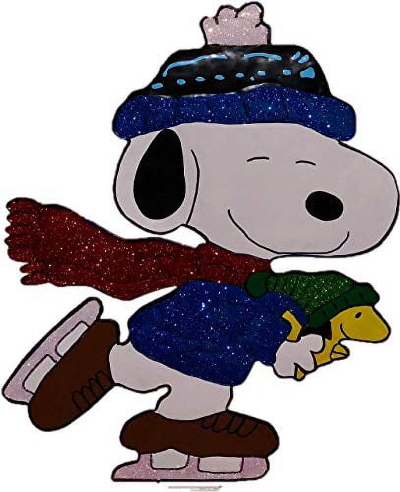 Productworks 18" Peanuts Snoopy Ice Skating With Woodstock Hammered
