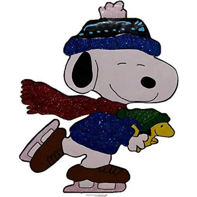 Productworks 18" Peanuts Snoopy Ice Skating With Woodstock Hammered Metal Christmas Decoration
