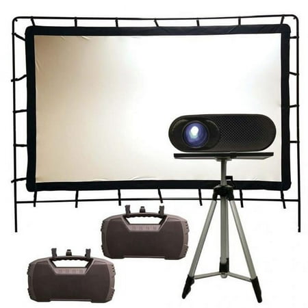 Total HomeFX - Pro Projector Family Theater Kit with 120" Screen, including 24-Watt Bluetooth Speaker and Stand - Black