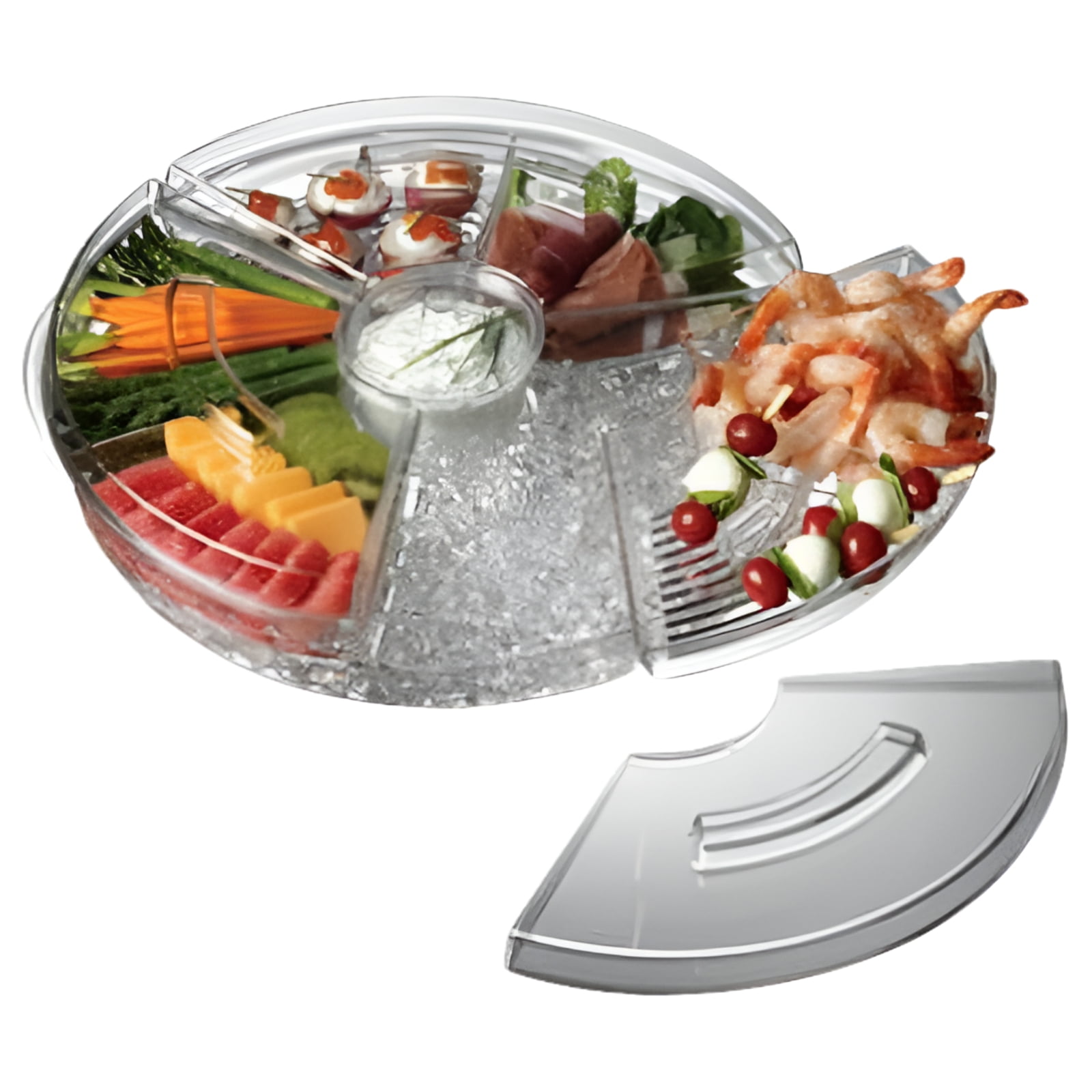 Crystal Clear Acrylic Revolving Tray with Lids, 16.5" Diameter