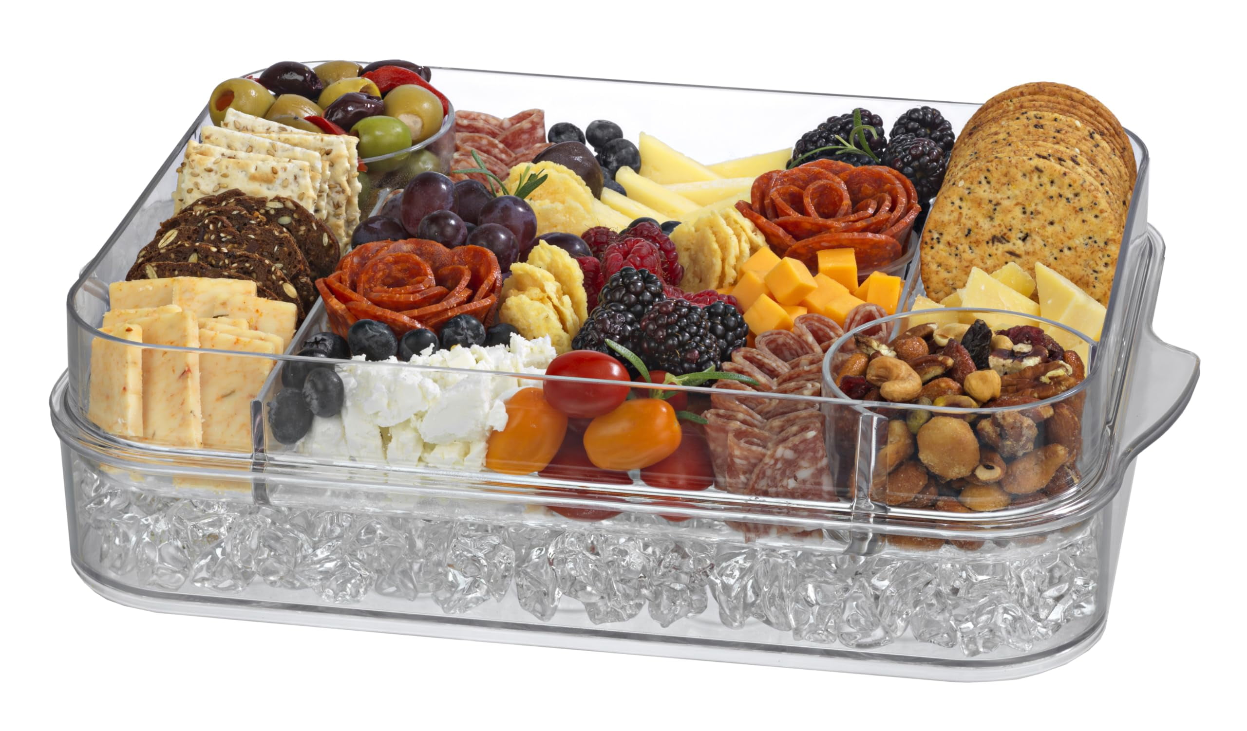 Prodyne Charcuterie On Ice & Deviled Eggs On Ice Platter 2 Piece Serveware Set, 16.5"L x 11"W x 4"H, Clear