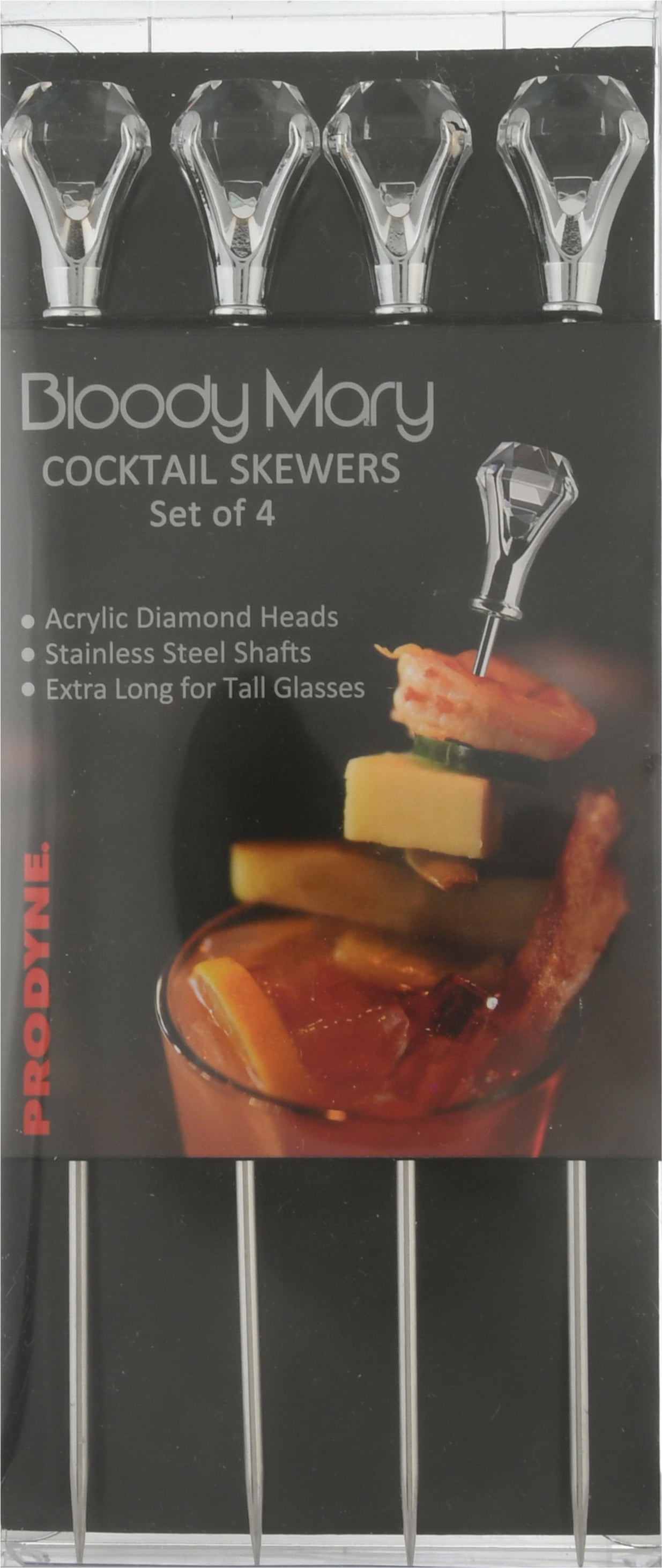 Prodyne Clear Diamond Head Stainless Bloody Mary Cocktail Skewers Set