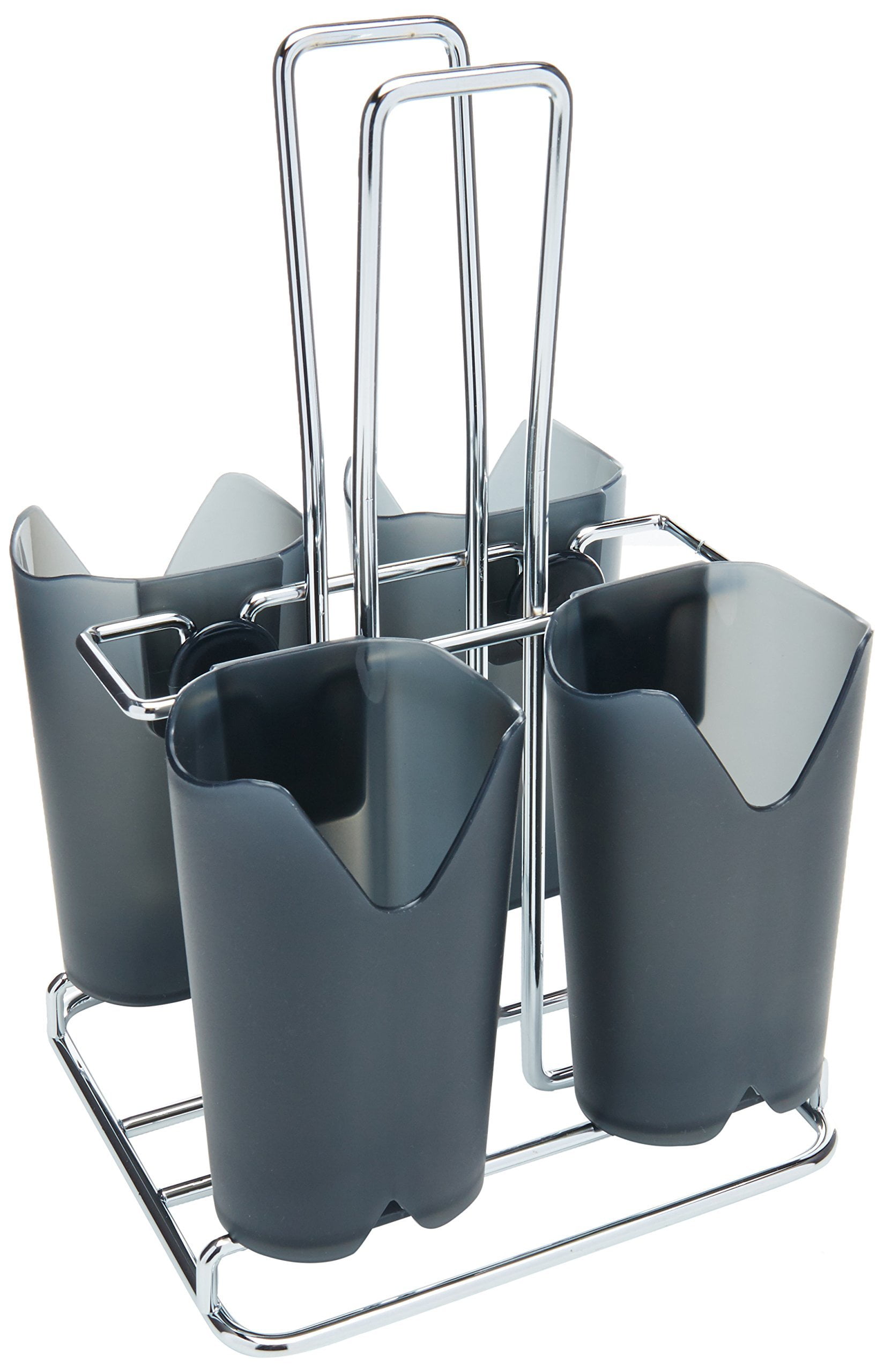 Smokey Black Plastic Flatware Caddy with Chrome Frame