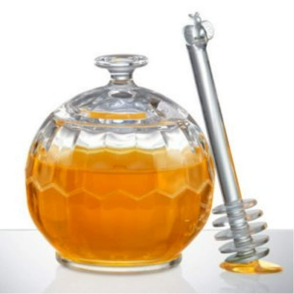 Prodyne Honey Please Acrylic Honey Jar with Dripper, Clear