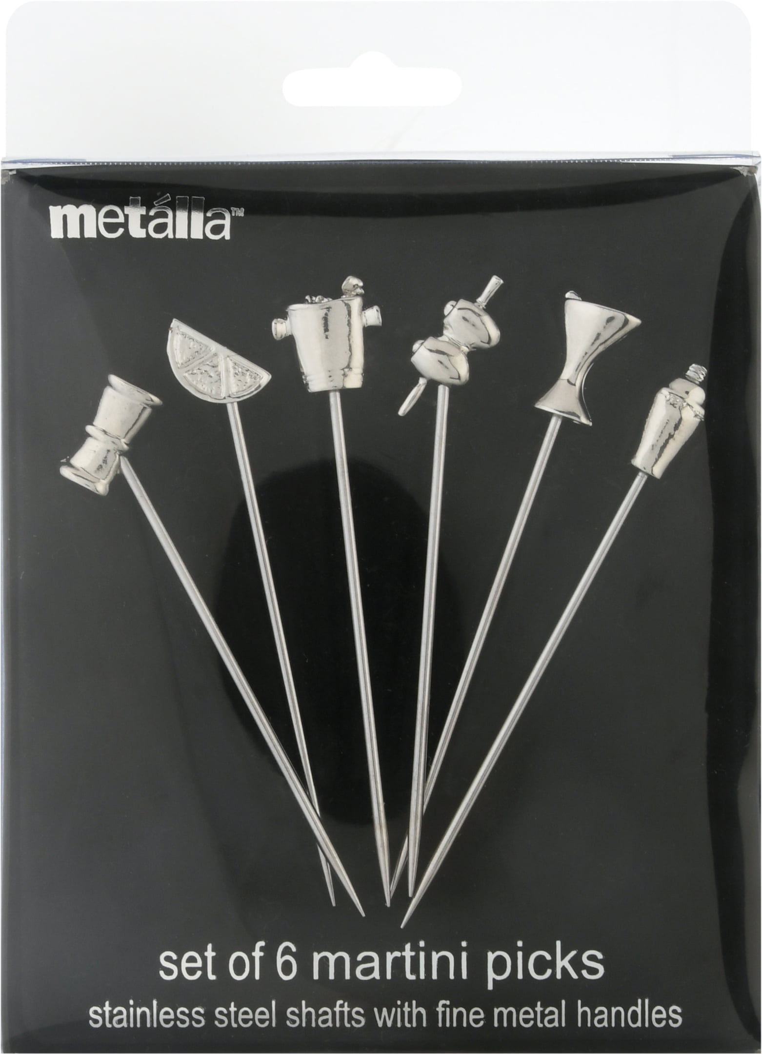 Prodyne MP-10 Winning Hand Cocktail Picks - Set Of 6 Stainless Steel Picks With Playing Card Designs