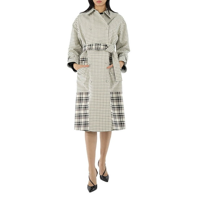 Proenza Schouler Ladies Windowpane Plaid Belted Trench Coat, Brand Size 2