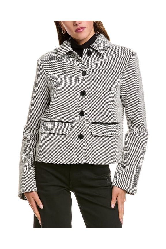 White Label womens Colette Wool-Blend Jacket, 4, White