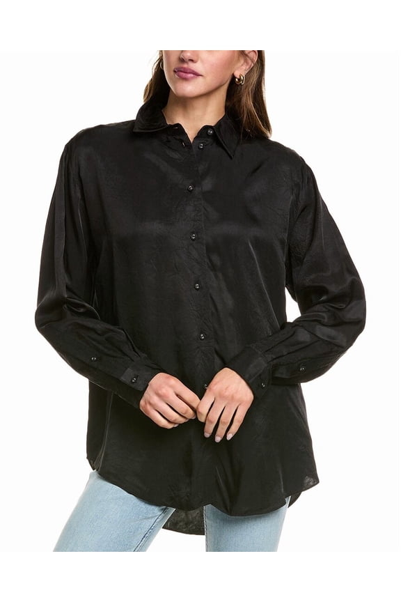 White Label womens Hall Crinkle Shirt, 4, Black