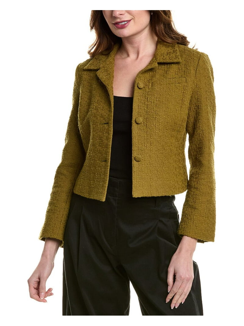 Proenza Schouler White Label womens Quinn Tweed Jacket, 8, Green