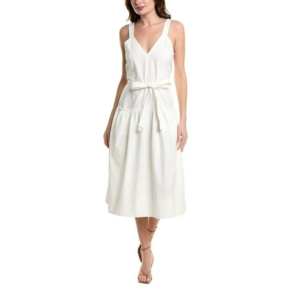 Proenza Schouler White Label womens  Sasha Linen-Blend Midi Dress, 2, White