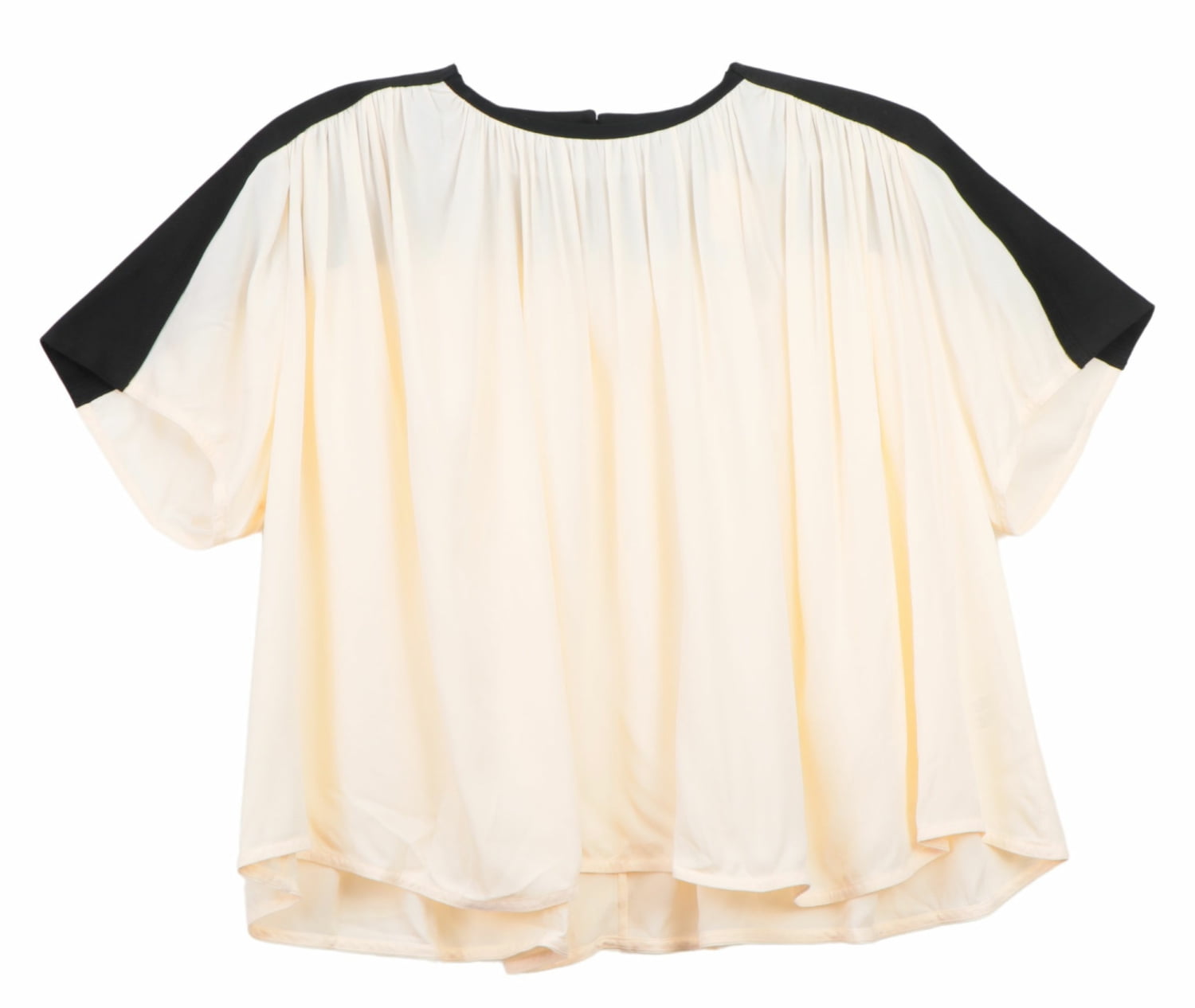 Proenza Schouler Women's Ivory / Black Gathered Color Blocking Shirt Blouse  - 8 