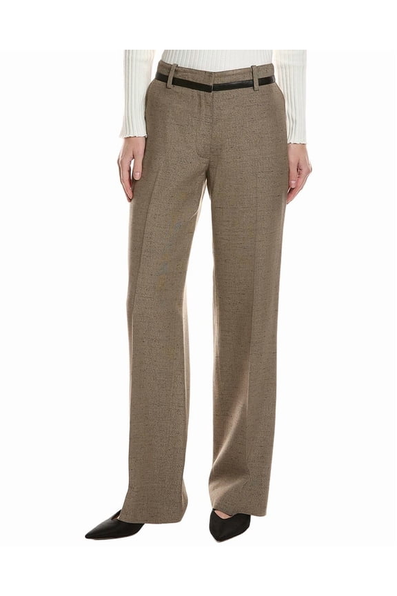 womens Aiden Linen-Blend Pant, 4, Brown