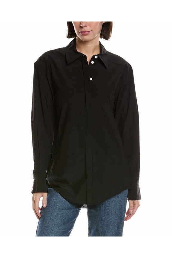 womens Demi Silk-Blend Blouse, 4, Black
