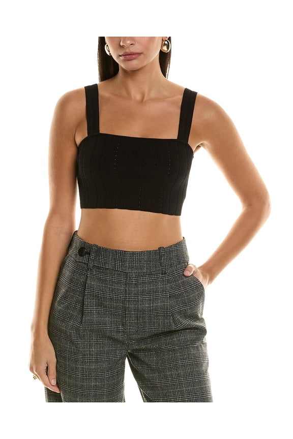 womens  White Label Pointelle Rib Bralette, xs, Black