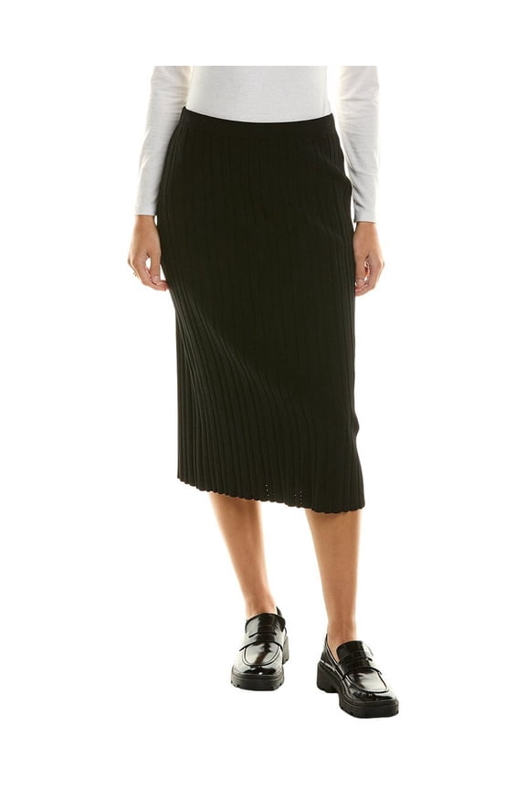 womens White Label Pointelle Rib Knit Midi Skirt, xs, Black