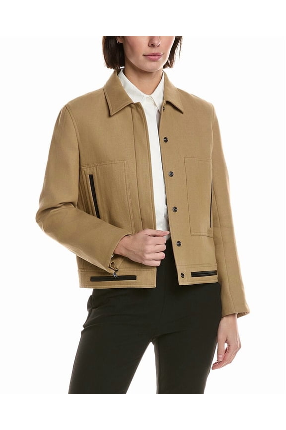 womens Wiley Linen-Blend Jacket, 6, Brown