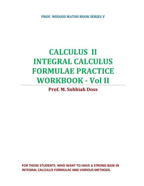 Prof. Msdoss Maths Book Calculus II-Integral Calculus Formulae Practice ...