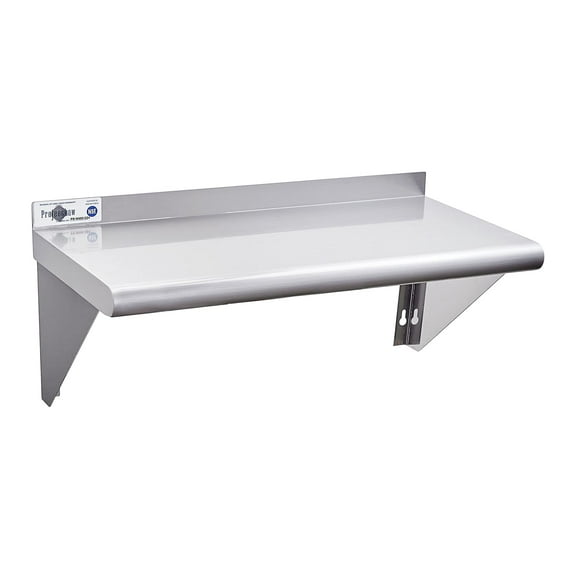 Profeeshaw 18" x 36" 350 lb Commercial NSF Stainless Steel Shelf Wall Mount Floating Shelving