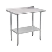 Profeeshaw NSF Stainless Steel 24" x 36" Commercial Kitchen Prep & Work Table with Undershelf and Backsplash