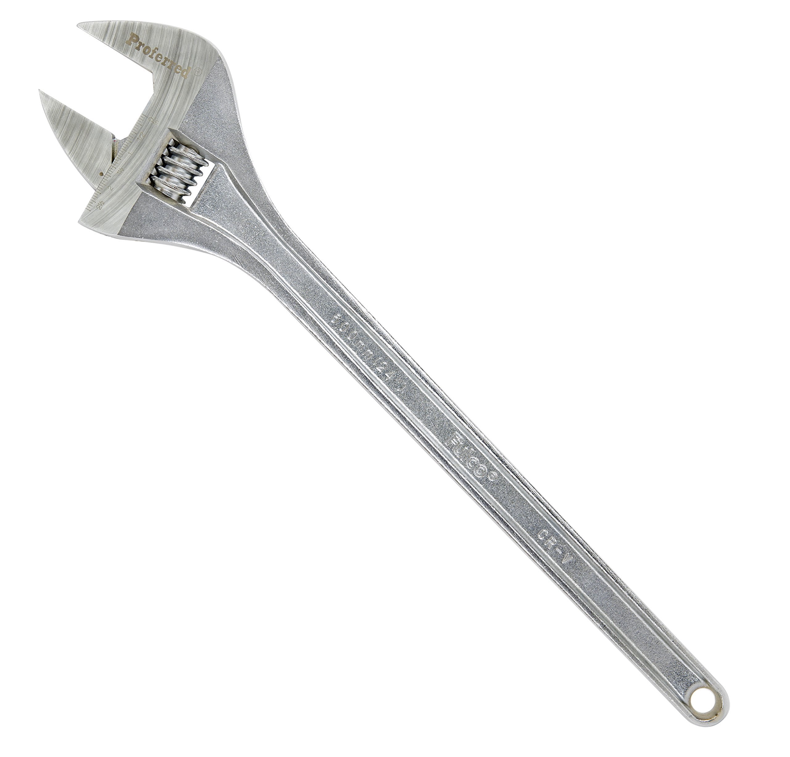 Proferred T05019 Standard Adjustable Wrench, Chrome Finish, 24"