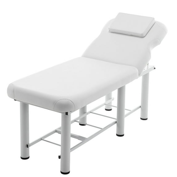 Professioanl Massage Table , Backrest Adjustable, Removable Headrest, Bottom Shelf Storage , Memory Foam Layer Salon Bed,White