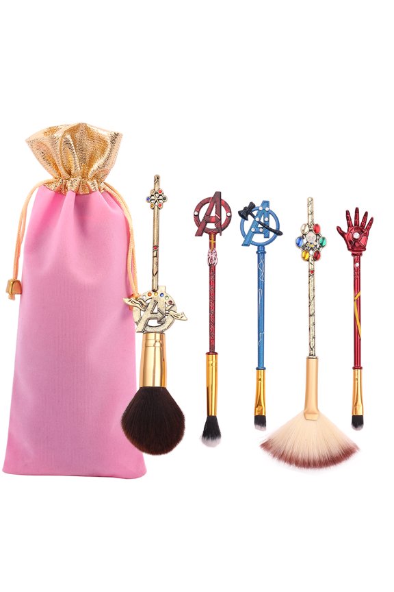 Profession Avengers Makeup Brush Set- 5Pcs Avengers Professional Cosmetic Brushes Foundation Blending Blush Eye Shadows Face Powder Fan Brushes Kit Perfect Gift for Fans